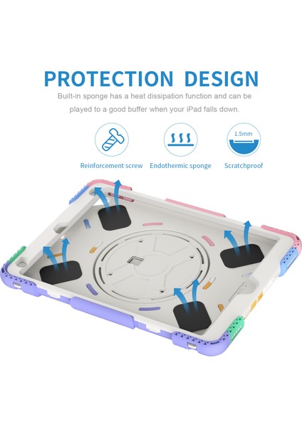 Apple Tablet Koruyucu Kılıf 10.2 Inç Üç Geçirmez Silikon Çocuk Düşme Önleyici Kılıf Gökkuşağı Renkli Kontrast ipad Kılıfı (Yurt Dışından) modelleri