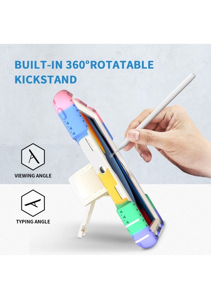 Apple Tablet Koruyucu Kılıf 10.2 Inç Üç Geçirmez Silikon Çocuk Düşme Önleyici Kılıf Gökkuşağı Renkli Kontrast ipad Kılıfı (Yurt Dışından) fırsatları