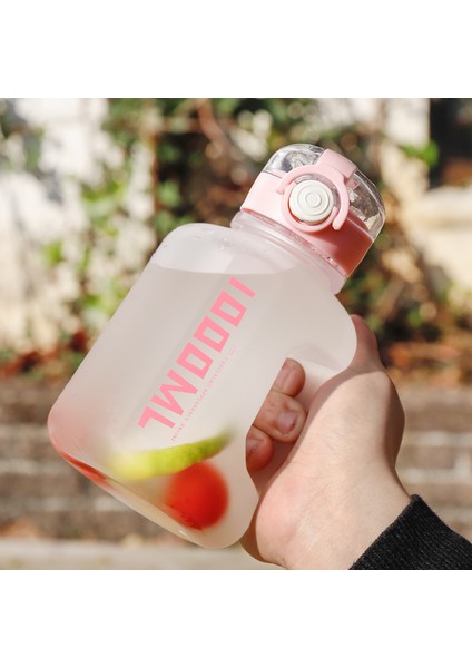 Internet Ünlülüğünün Büyük Kapasitesi Ton Dolar Plastik Fincan Sporu ve Fitness Su Şişesi, Erkek ve Kadın Öğrencilerin Taşınabilir Karton Büyük Karın Su Şişesi (Yurt Dışından)