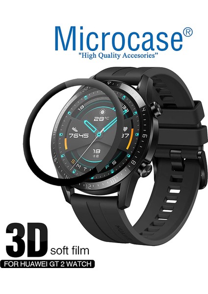 Huawei Watch Gt2 46MM Tam Kaplayan Kavisli Ekran Koruyucu 3D Pet Film - Siyah fiyatları