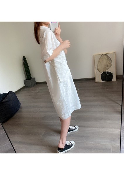 Günlük Cep Detaylı Salaş Kadın Elbise 260BEYAZ3 modelleri