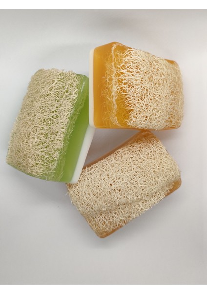Doğal Kabak Lifli Ballı Eşek Sütü + Keçi Sütü + Aloe Vera 3'Lü Sabun modelleri