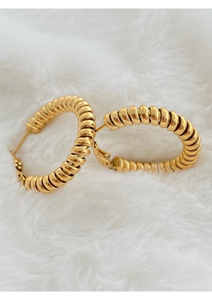 Burgu Model Gold Çelik Küpe