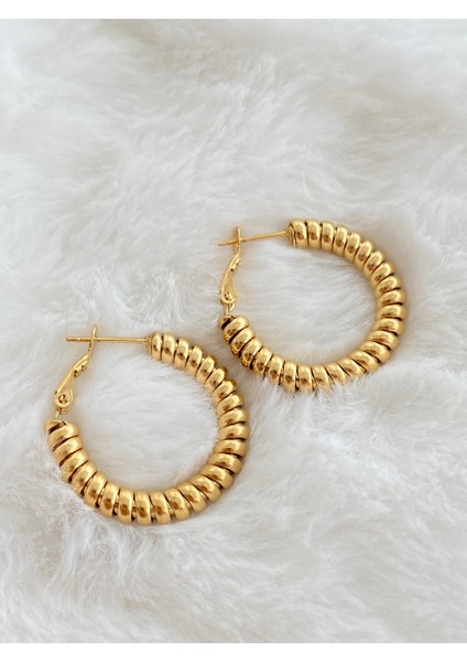 Burgu Model Gold Çelik Küpe