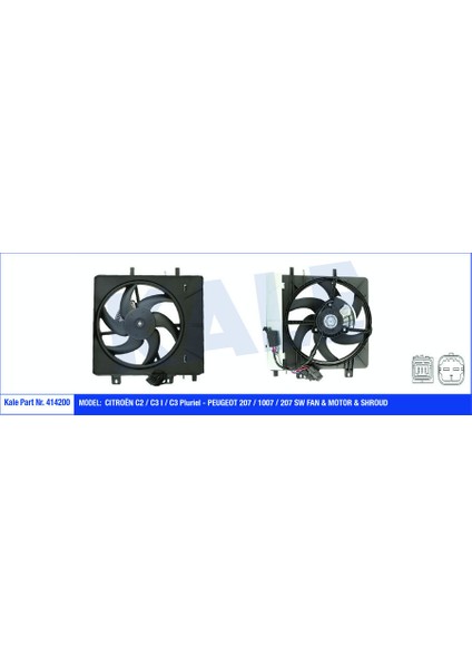 414200-FAN Motoru Davlumbazlı 207 06 1007 05 C2 03 C3 02 1.4-1.4 16V-1.6 16V 250W-335MM