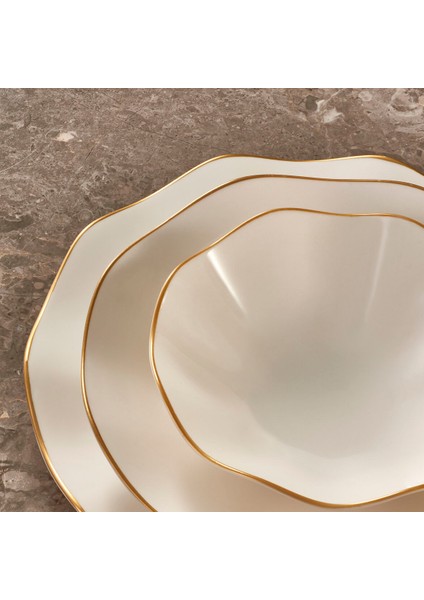 Nesrin 26 Parça 6 Kişilik Bone Yemek Takımı - Gold