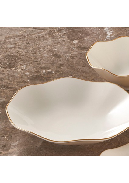 Nesrin 26 Parça 6 Kişilik Bone Yemek Takımı - Gold