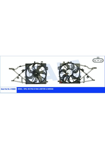 419000-FAN Motoru Davlumbazlı Vectra B 96-01 240-160W-390MM