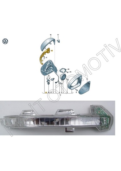 Passat B8 (2015 ve Sonrsı) Sağ Ayna Sinyali 3G0949102A Oem fiyatları