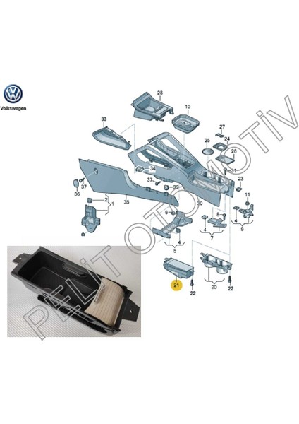 Jetta (2006-2010) Orta Konsol Sürgülü Bardaklık 1K0862531A Bej fiyatları