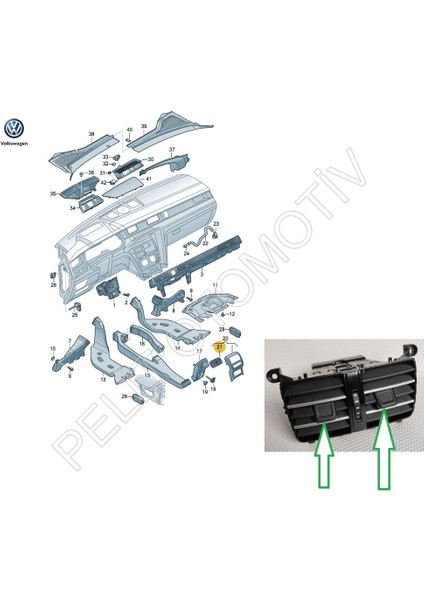 Passat B8 Arka Konsol Havalandırma Yönlendirme Klipsi (2015-2022)
