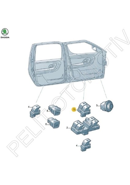 Pelit Otomotiv Octavia Sol Cam Açma Düğmesi 1Z0959858  (2009-2013