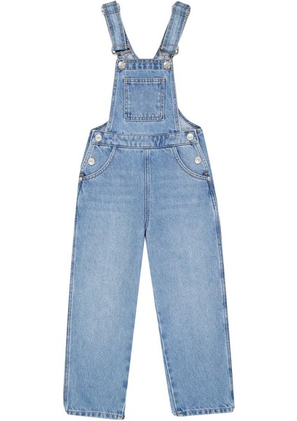 Rompers Kız Çocuk Jean Salopet Mıd Blue