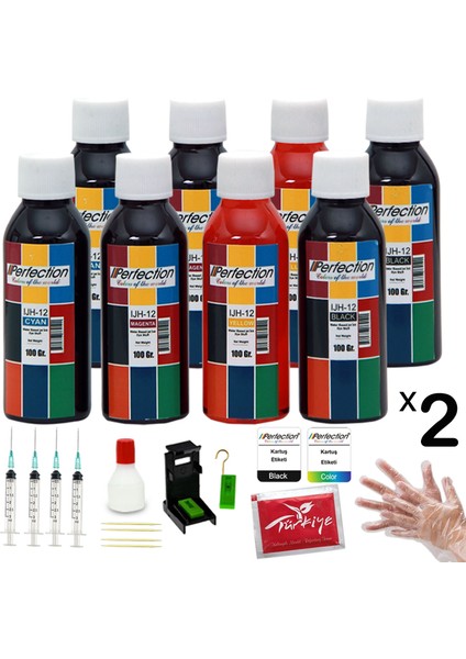 Hp , Canon 2 Kartuşlu Yazıcı Üniversal Aparatlı Mürekkep Dolum Seti 8X100 Ml.