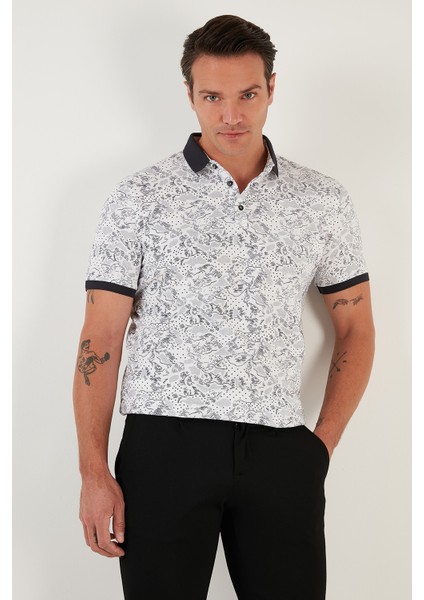 Desenli Pamuklu Slim Fit Polo T Shirt Erkek Polo T Shirt 646B3540 fiyatları