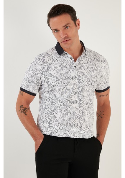 Desenli Pamuklu Slim Fit Polo T Shirt Erkek Polo T Shirt 646B3540 modelleri