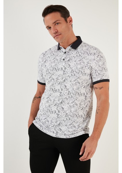 Desenli Pamuklu Slim Fit Polo T Shirt Erkek Polo T Shirt 646B3540 fırsatları