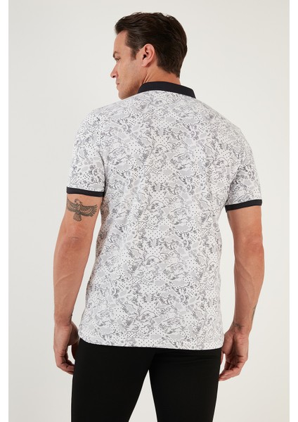 Desenli Pamuklu Slim Fit Polo T Shirt Erkek Polo T Shirt 646B3540 indirimleri