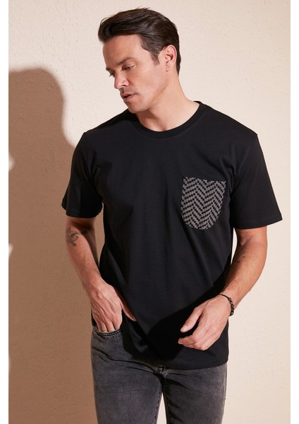 % 100 Pamuk Relaxed Fit Tek Cepli Bisiklet Yaka T Shirt Erkek T Shirt 5902505