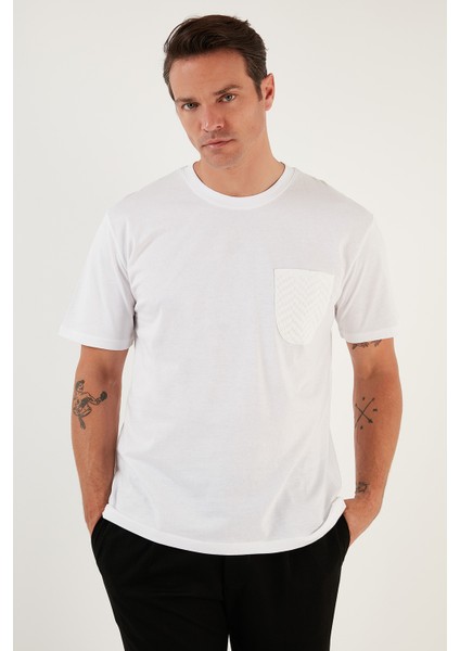 % 100 Pamuk Relaxed Fit Tek Cepli Bisiklet Yaka T Shirt Erkek T Shirt 5902505