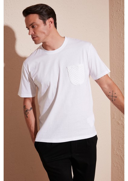 % 100 Pamuk Relaxed Fit Tek Cepli Bisiklet Yaka T Shirt Erkek T Shirt 5902505