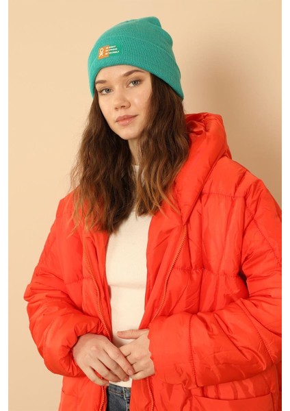 Kapitone Kumaş Uzun Kol Oversize/salaş Kadın Mont-Oranj fiyatları