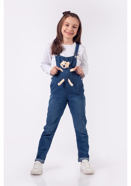 Ayıcıklı Çocuk Kot Salopet