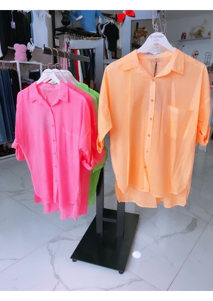 Aleksandrit Butik Peach Orange Gömlek