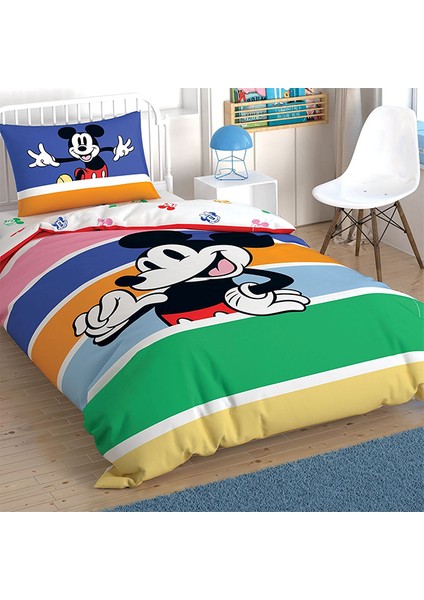 Lisanslı Nevresim Takımı Mickey Mouse Rainbow Tek Kişilik