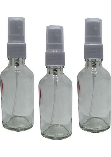3 Adet 50 ml Boş Bayan Cam Parfüm Şişesi Doldurulabilir Spreyli