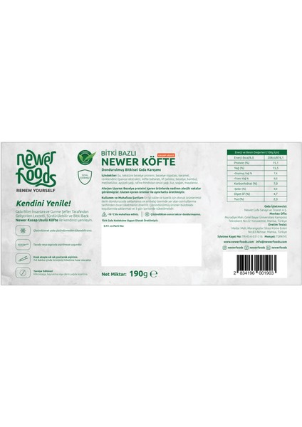 Newer Foods - Bitki Bazlı Newer Köfte - Kasap Usulü 190G