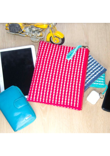 El Örgüsü Özel Tasarım Düğme Detaylı Clutch Çanta Seti Fuşya - Mint - Lacivert fiyatları