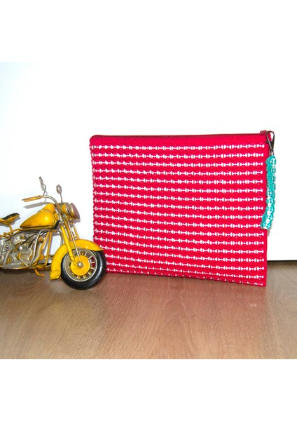 El Örgüsü Özel Tasarım Düğme Detaylı Clutch Çanta Seti Fuşya - Mint - Lacivert fırsatları