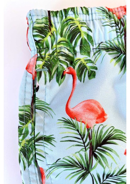 106 Yeşil Desenli Erkek Çocuk Deniz Şortu modelleri