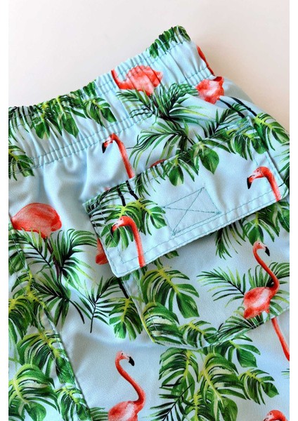 106 Yeşil Desenli Erkek Çocuk Deniz Şortu fırsatları