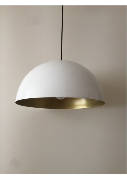 Metal Beyaz Içi Altın Sarkıt Avize Cap 40 cm