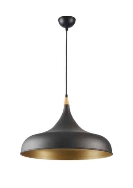 Retro 43 cm Siyah Içi Sarı Metal Sarkıt Avize