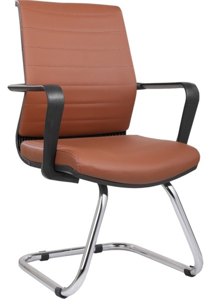 Mi1 Özel Tasarım Kahverengi Renk Krom Ayaklı Ofis Misafir - Büro - Çalışma Koltuğu