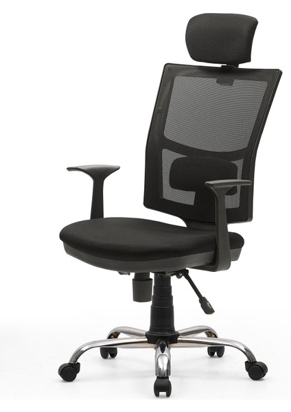 Forza Bilgisayar - Ofis - Müdür - Büro - Çalışma Koltuğu Siyah Renk Krom Ayaklı