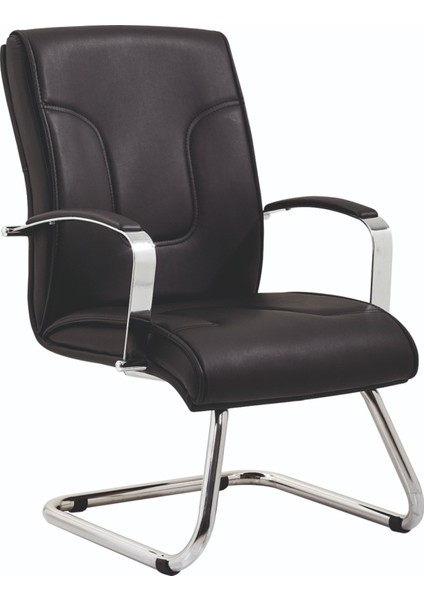 Mi29 Özel Tasarım Siyah Renk Krom Ayaklı Ofis Misafir - Büro - Çalışma Koltuğu