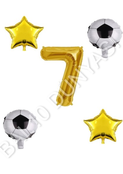 Futbol Topu Yıdız Rakam Balon Seti Gold Yaş 7