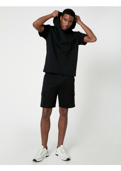 Kargo Şort Cep Detaylı Beli Bağcıklı Dar Kesim