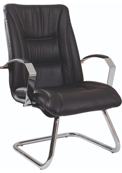 Mi19 Özel Tasarım Siyah Renk Krom Ayaklı Ofis Misafir - Büro - Çalışma Koltuğu