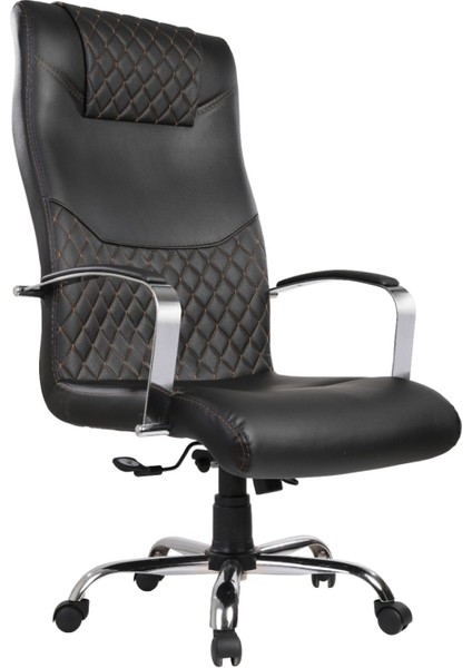 MY13 Yönetici Makam - Ofis Müdür - Büro - Çalışma Koltuğu Siyah Renk Krom Ayaklı