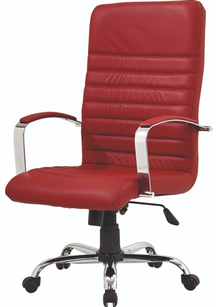 MY28 Yönetici Makam - Ofis Müdür - Büro - Çalışma Koltuğu Bordo Renk Krom Ayaklı
