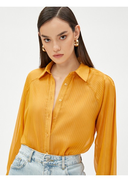 Çizgili Şifon Gömlek Reglan Kollu fiyatları