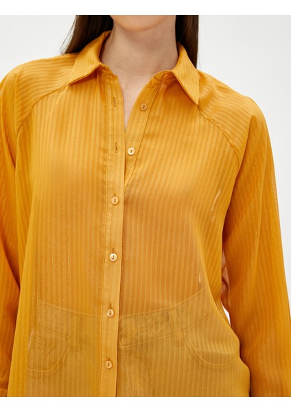 Çizgili Şifon Gömlek Reglan Kollu indirimleri