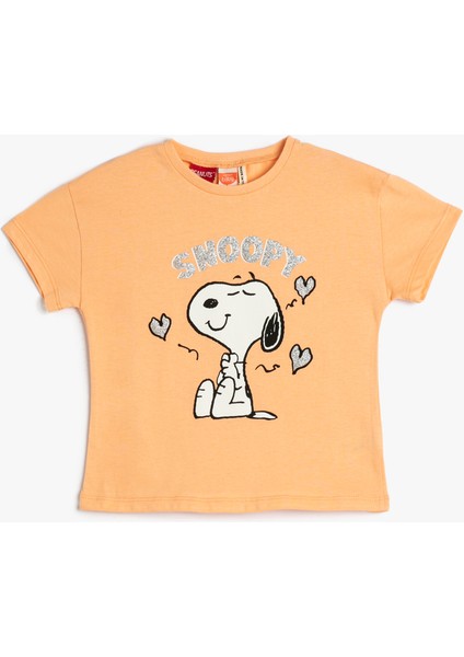 Snoopy Tişört Lisanslı Kısa Kollu Bisiklet Yaka Pamuklu