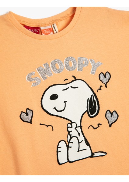 Snoopy Tişört Lisanslı Kısa Kollu Bisiklet Yaka Pamuklu