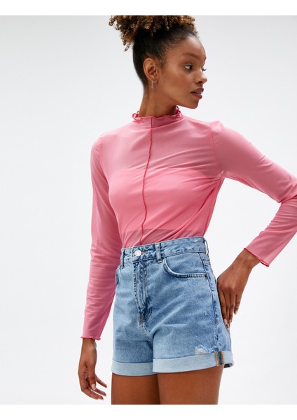 Mini Kot Şort Yırtık Katlama Detaylı Cepli fiyatları